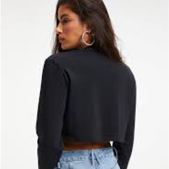 NWT Good American COTTON CROPPED LONG SLEEVE, Color: BLACK001, size 2XL - Picture 6 of 13